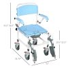 Bathroom Wheelchair,Commode Wheelchair, Rolling Shower Wheelchair with 4 Castor Wheels